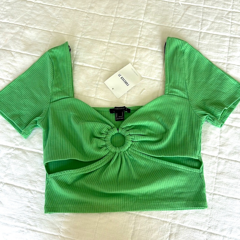 Forever 21 Green Cutout Crop Top